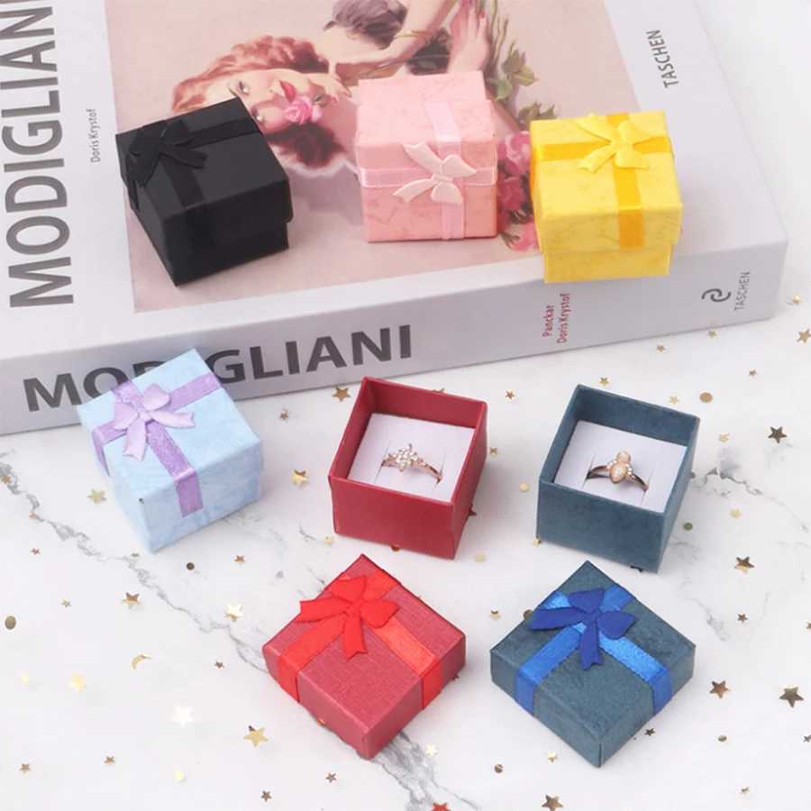 Paper bow ring pendant necklace storage box Jewelry display packaging box Heaven and earth cover gift box W241019