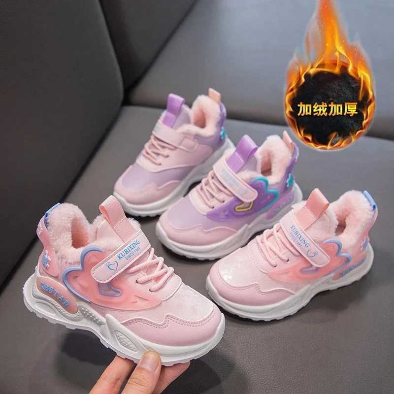 Athletic Outdoor Winter childrens sports shoes girls sports shoes plush warm childrens sports tennis shoes girls cotton casual sports shoes running sh