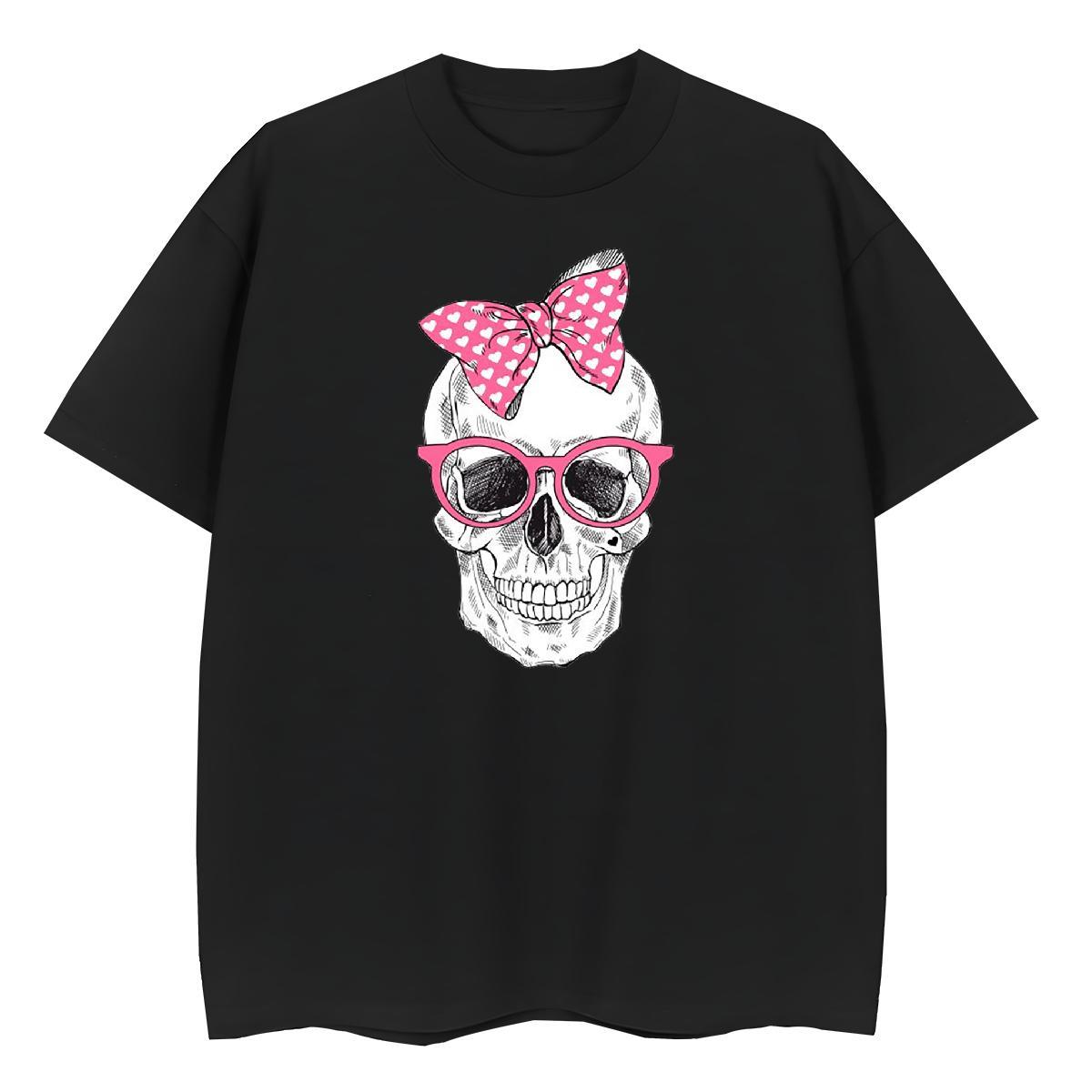 Classic Womens T Shirts 230g Cotton Short Sleeve O-Neck Home Outdoor skull Unisex Tshirts Designer White Plus Size Tees Shirts