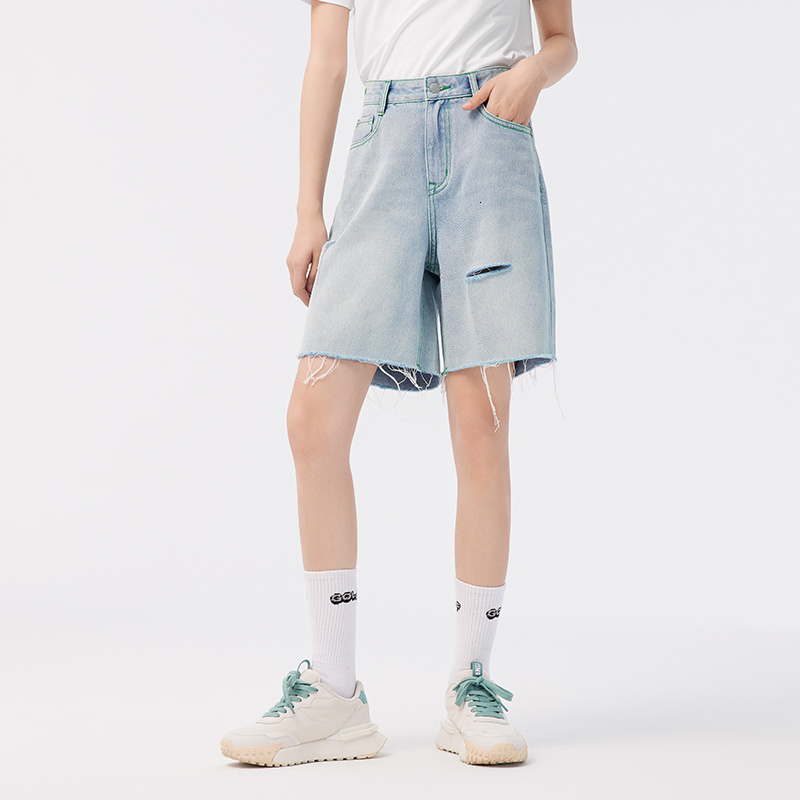 Semir Jeans Women Straight Trousers Tide Cool Personality Fashion Trend Summer Ladies Embroidery Loose Shorts Street