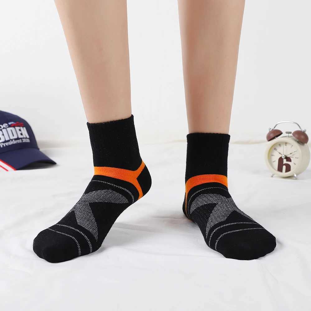 10PCS=5Pair High Quality Cotton New Autumn Mens Socks Running Winter Casual Breathable Active Socks Stripe Sport Socks EUR38-45XJ241019