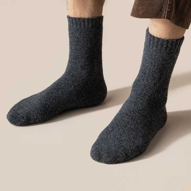 1 Pairs Winter Warm Women Socks Wool Male Men Socks Super Thicker Solid Socks Merino Wool Socks Against Cold Snow Terry SocksXJ241019