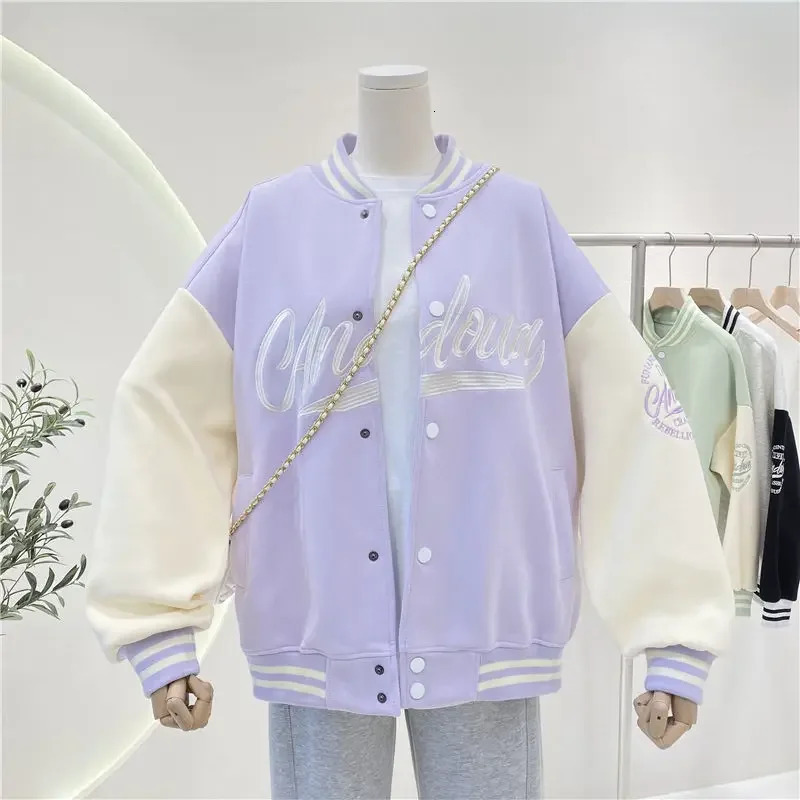 Retro loose embroidered jacket womens spring and summer thin baseball uniform American shirt Ins tidal clothing 241019