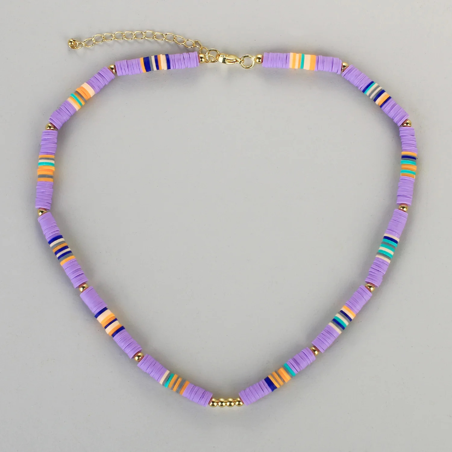 KELITCH Heishi bead necklace Bohemian womens necklace handmade rainbow color necklace polymer clay fashion jewelry wholesale 241018