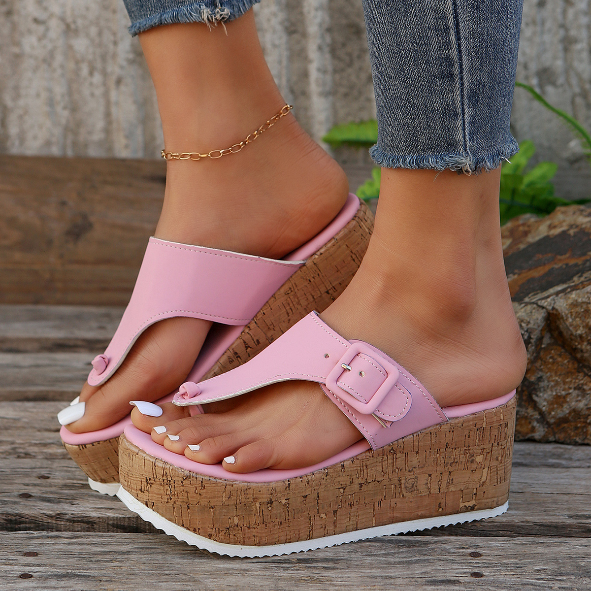 Women S Slippers Summer Flip Flops Female Wedge Platform Sandals Ladies Non Slip Thick Bottom Casual Black Pink Large Size Shoes Ddmywed ddmythur