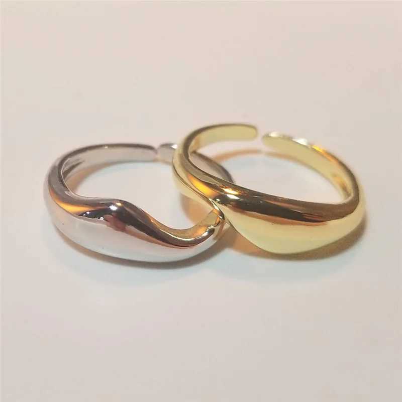 Gold silver irregular wave rings fashionable simple geometric handmade jewelry suitable for couples adjustable wedding rings Y241019
