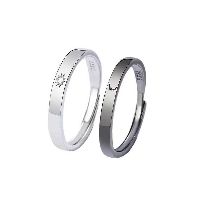 Classic Sun Moon Womens Open Couple Ring 2023 New Trend Charm Black Star Ring Jewelry Wedding Anniversary Gift Y241019