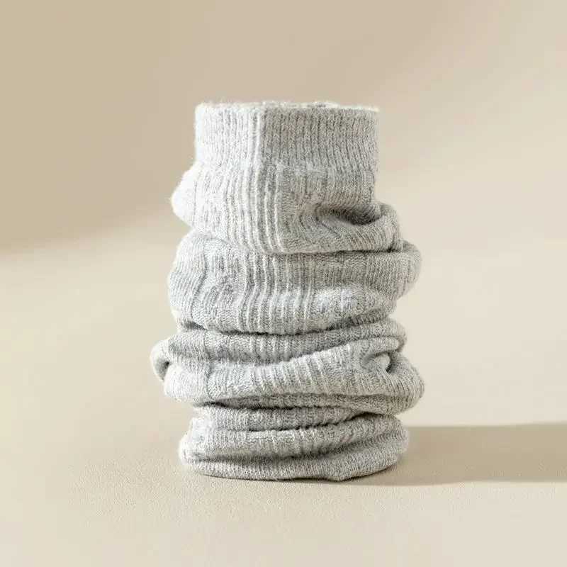 Men Socks Knitting Cotton Elastic Long Socks Men Male Keep Warm Floor Sleeping Socks Autumn Winter Japanese Fashion Solid CoffeeXJ241019