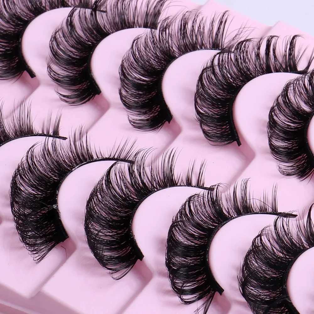 10 Pairs Russian Strip Lashes DD Curl False Eyelashes Fluffy Wispy Fake Lashes PackXJ241019