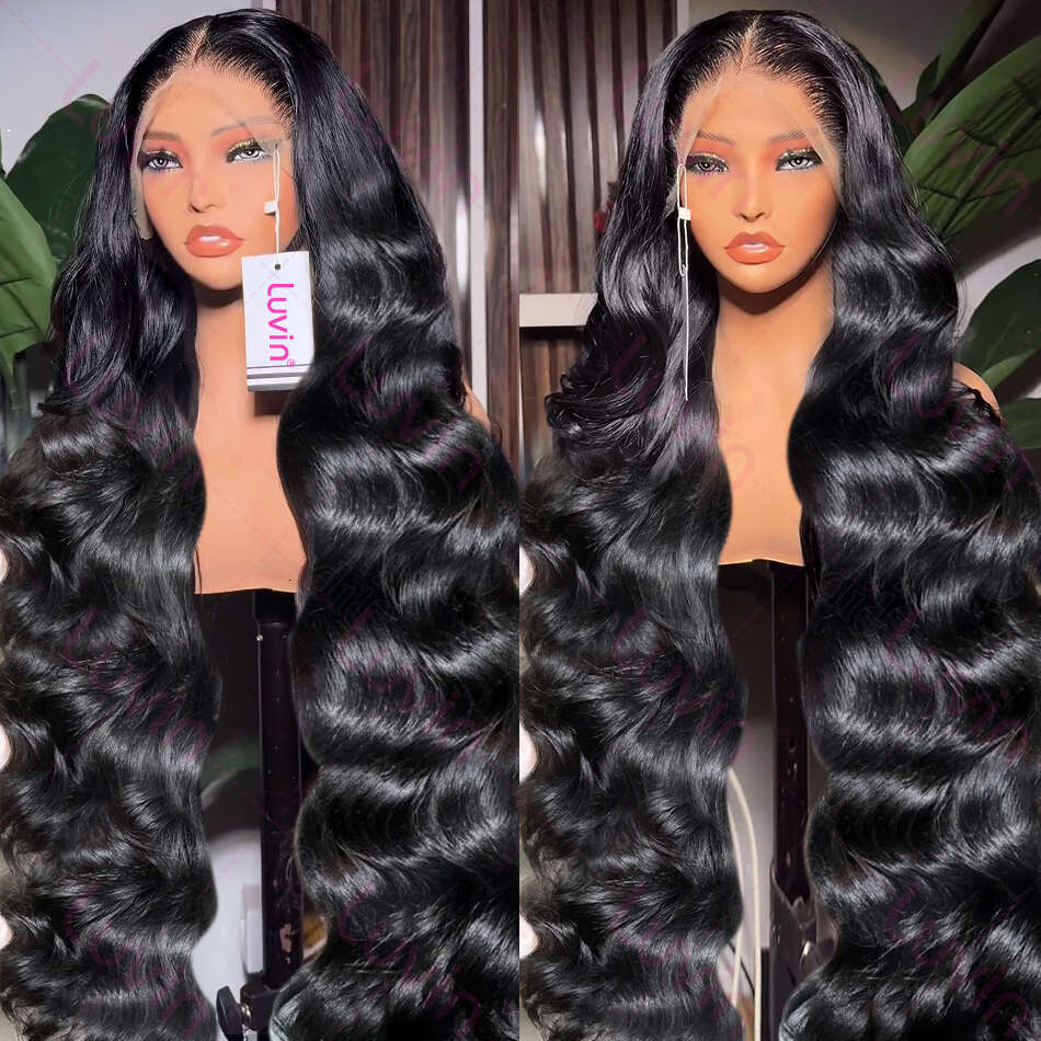 250% 30 Inch Body 13x6 HD Transparent Front Human Hair Wigs Brazilian Remy Water Wave 13x4 Lace Frontal Wig For Women