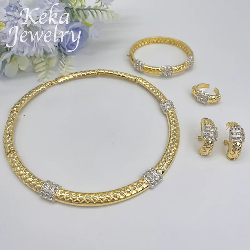 Italian 22k Jewelry Earrings Ring Fashion Women Accessories Copper Quality Dubai Classics Jewelry Set Wedding Party Gift 241105