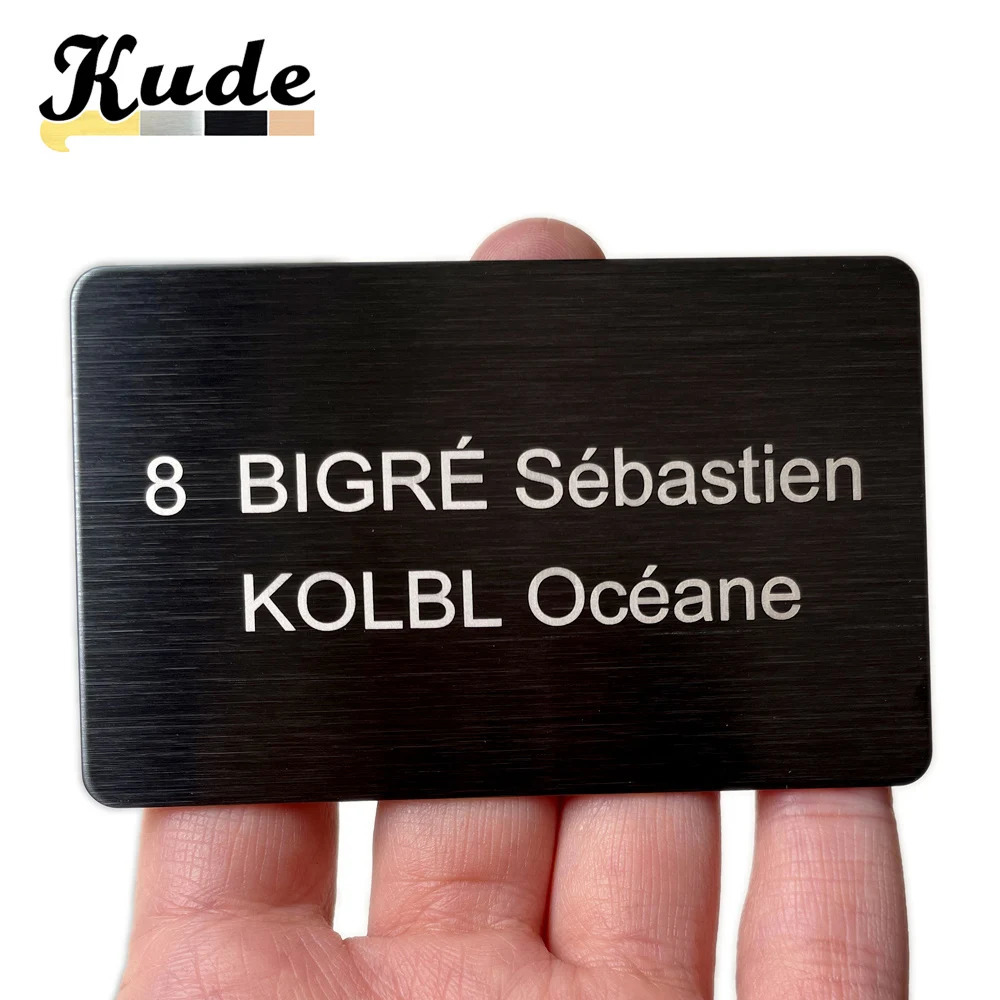 Customized brooch personalized carved text business ID board steel plate metal tag address house number 241018
