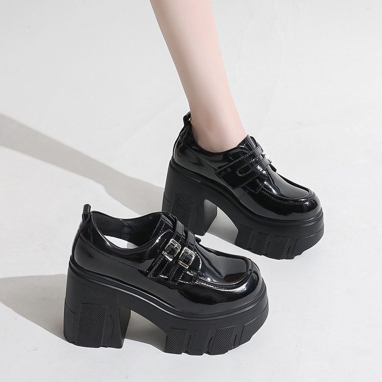 British style loafers, single shoes for women, spring 2024 new item, versatile, thick heel, thick sole, thick heel, black high heels, small leather sh