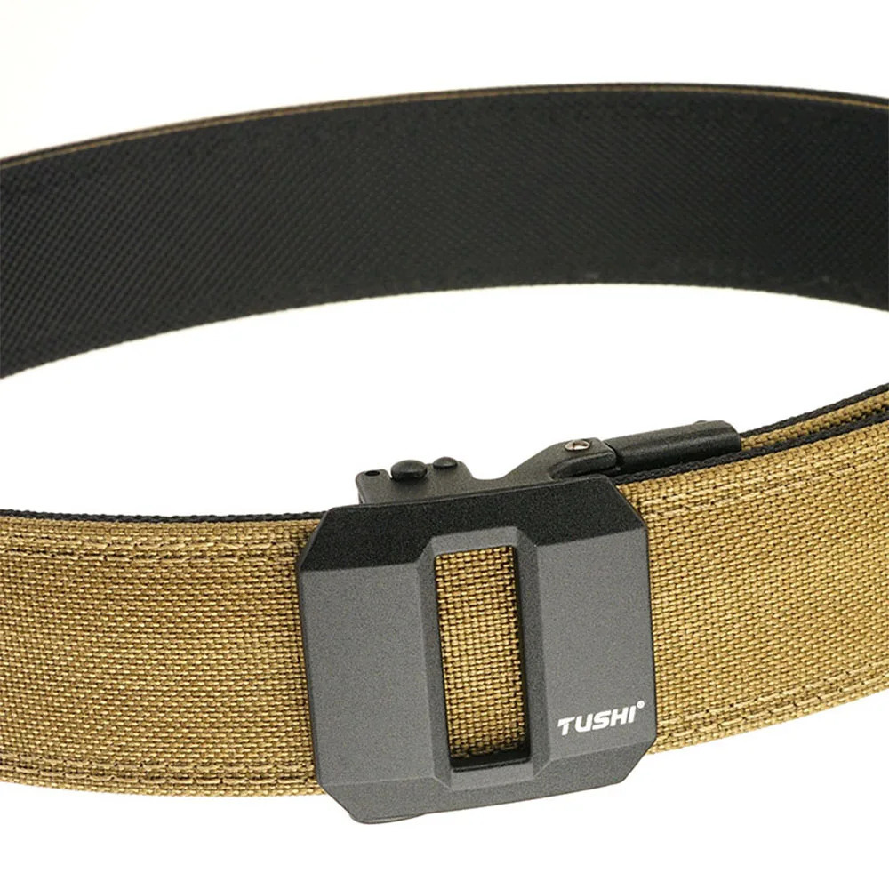 TUSHI Mens Hard Tactical Gun Strap 140cm Metal Automatic Buckle Thick Nylon Casual Strap IPSC Womens Belt 240925CJ