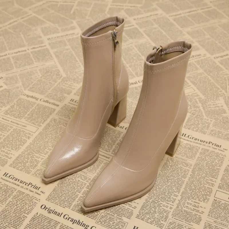 High heels womens boots Pointed Toe womens sexy shoes 2024 new zipper classic daily boots womens boots Botas Y241019