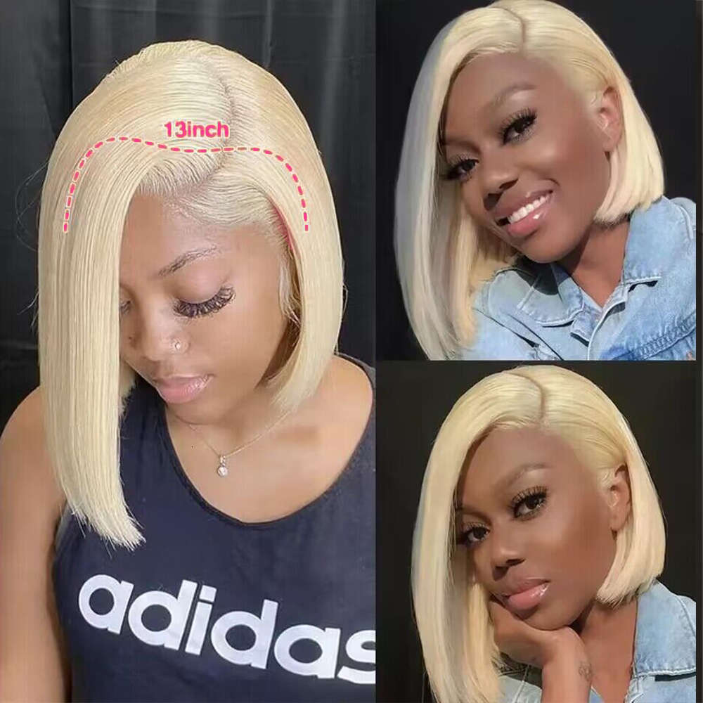 Bob x Blonde Hair Wig Human Lace Frontal Brazilian Straight Front for Women