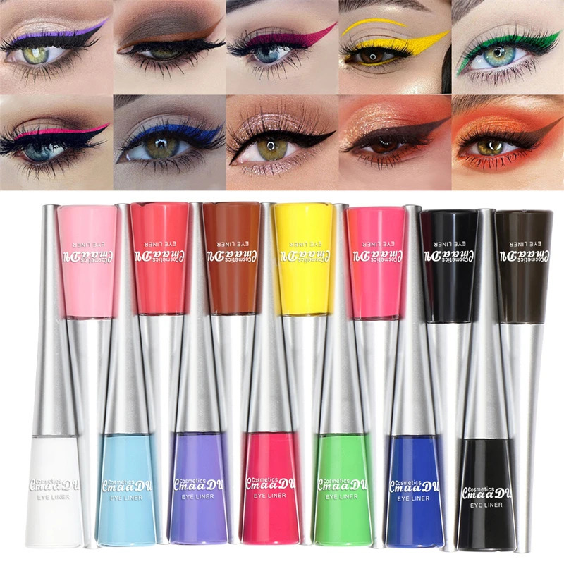 14 colors/suit neon liquid eyeliner waterproof color blue green white eyeliner female makeup eyeliner 241018