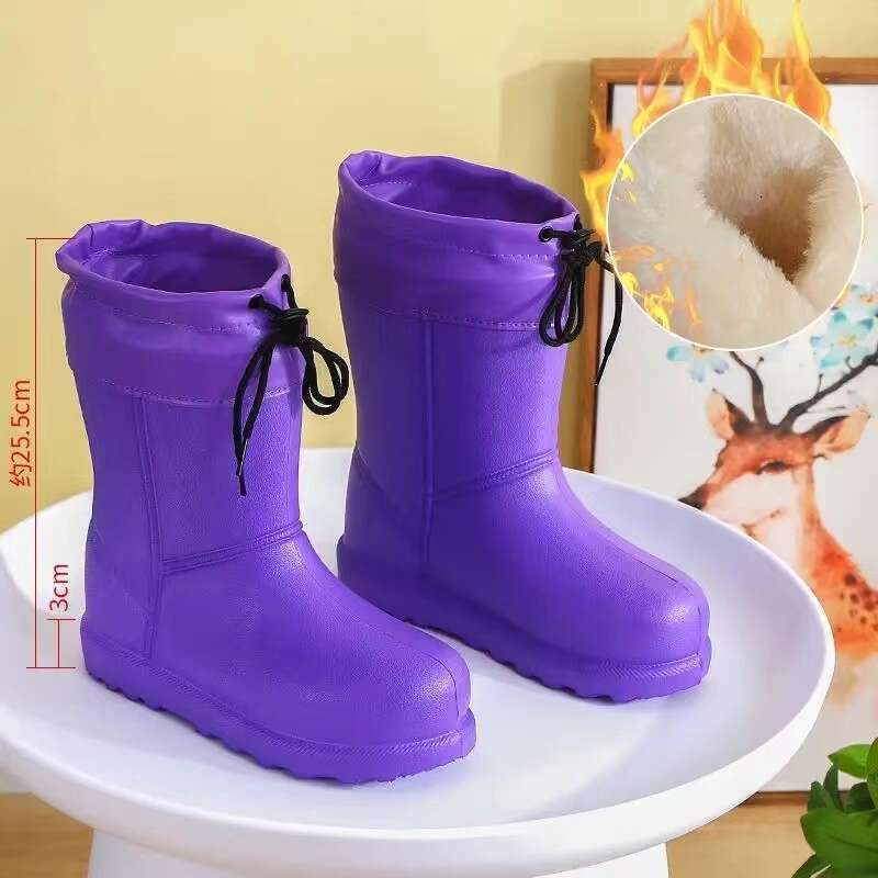 Designer Boot Warm And Flannel Men's And Women's Winter 2024 New Fashion Snow Boots With Plush Insulation, Black Thick EVA Lightweight Water