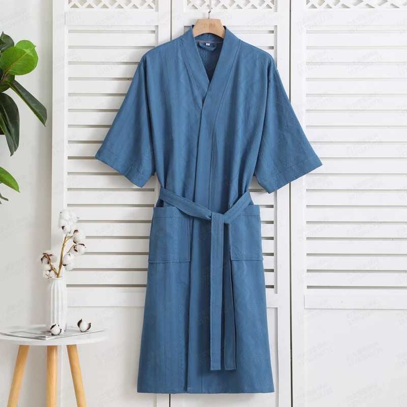 Mens Lightweight Long Kimono Bathrobe Cotton Robes Absorption After Shower Sleepwear Plus Size SummerXJ241018