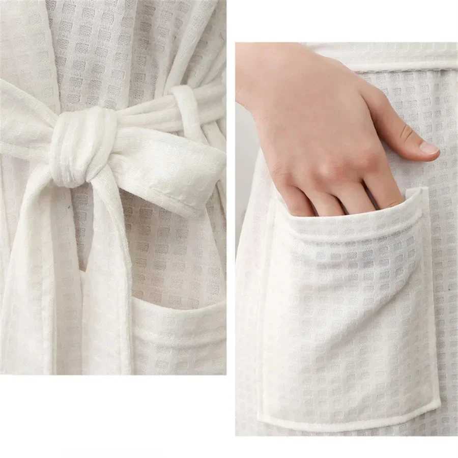 Summer Waffle Couple Bath Robe Kimono Towel Bathrobe Men Dressing Gown V-neck Home Shower Robes Women Sleepwear Lovers ClothesXJ241018