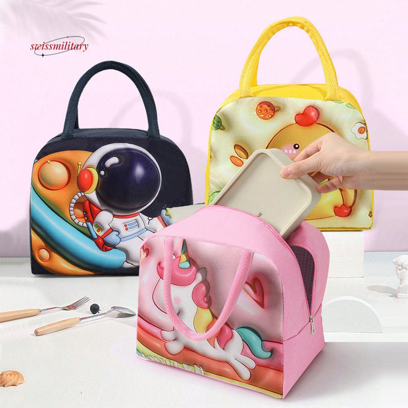 3D cartoon cute box Oxford cloth insulation office worker lunch student carry meal bento bag #3 swissmilitary