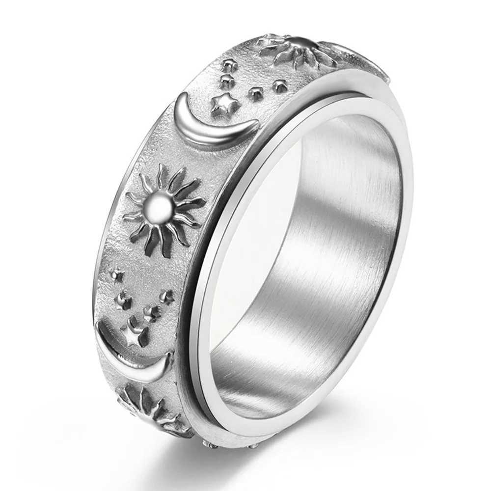Star Moon Sun Rotation Titanium Steel Ring Stainless Steel Ring Advanced Pressure Reduction Ring Y241019
