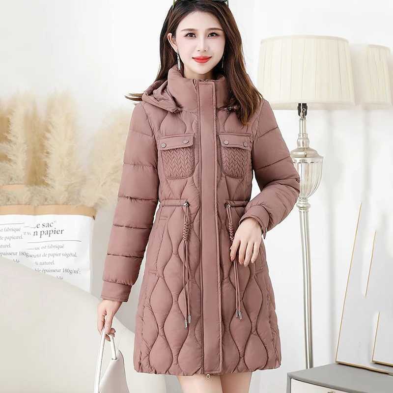 Womens High-Grade Down Cotton Coat Long Thick Warm Padded Jacket Large Size Female Hooded Parker Overcoat Autumn Winter NeX241019
