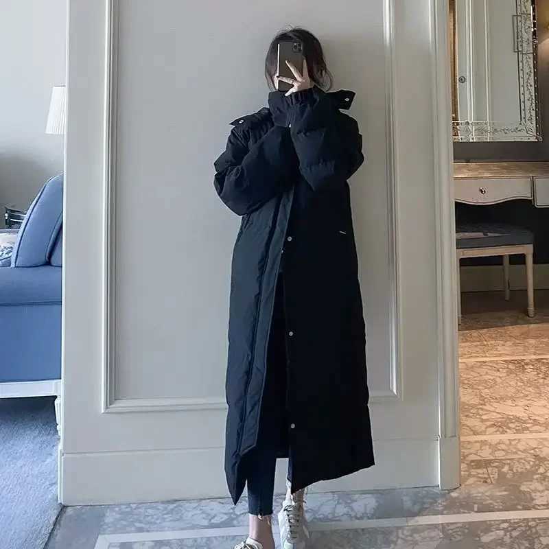 Fashion Down Cotton Jacket for Womens Winter Clothing Knee Length Cotton Jacket Extra Long To Ankle Student Cotton JacketX241019