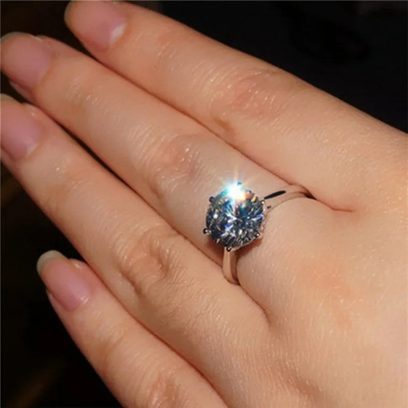 IOGOU 2-4ct Card Ring 925 Pure Silver Engagement Womens Jewelry Wedding Ring 241007