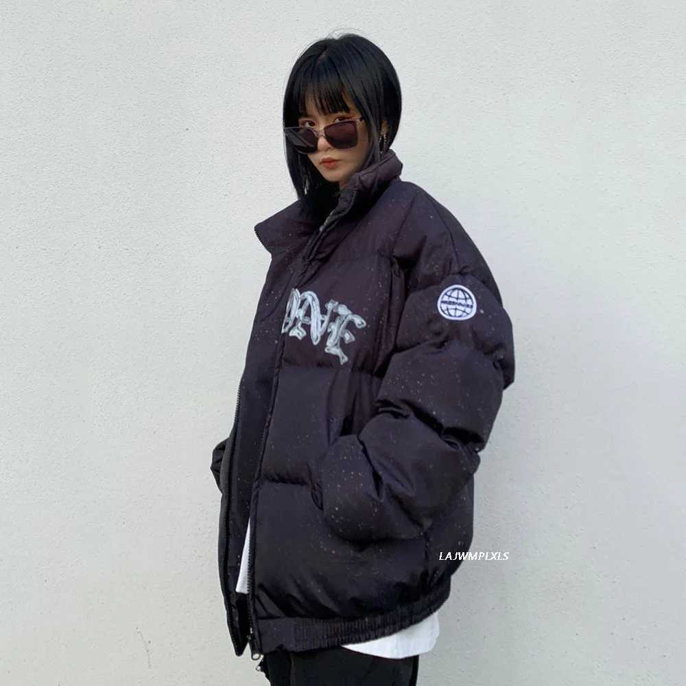 Women's Down Parkas Winter Jacket women 2023 Letter Embroidery Badge Strtwear Warm Thick Zipper Harajuku All-match Parka Jackets Coat Y241019H5IW