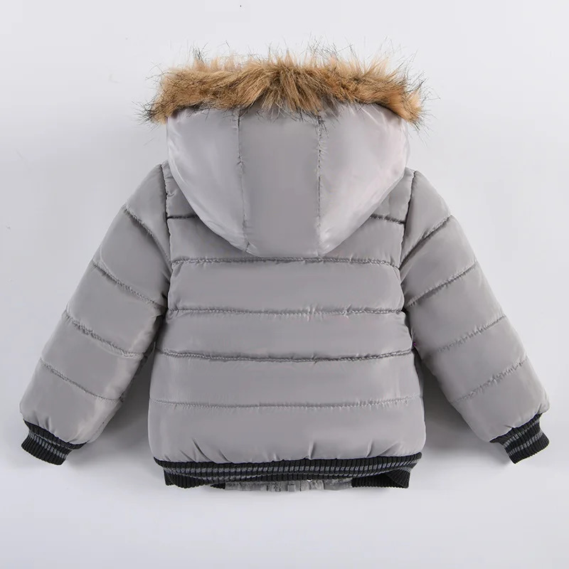 Autumn Winter Boys Jacket Keep Warm Baby Coat Hooded Zipper Fashion Fur Collar Outerwear 2 3 4 5 6 Years Kids Clothes 241018