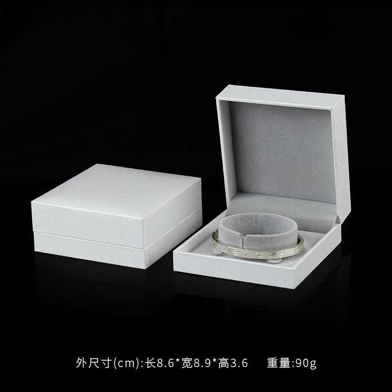 White leather paper bead treasure box ring necklace bracelet jewelry storage box gift packaging box W241019