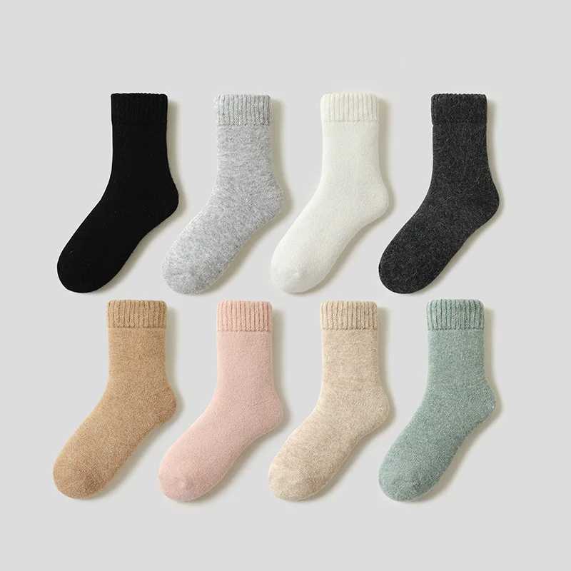 Men Women Wool Socks Couples Solid Winter Snow Chrismas Gift Thermal Angora Rabbit Wool Thickened Fleece Terry Loop socksXJ241019