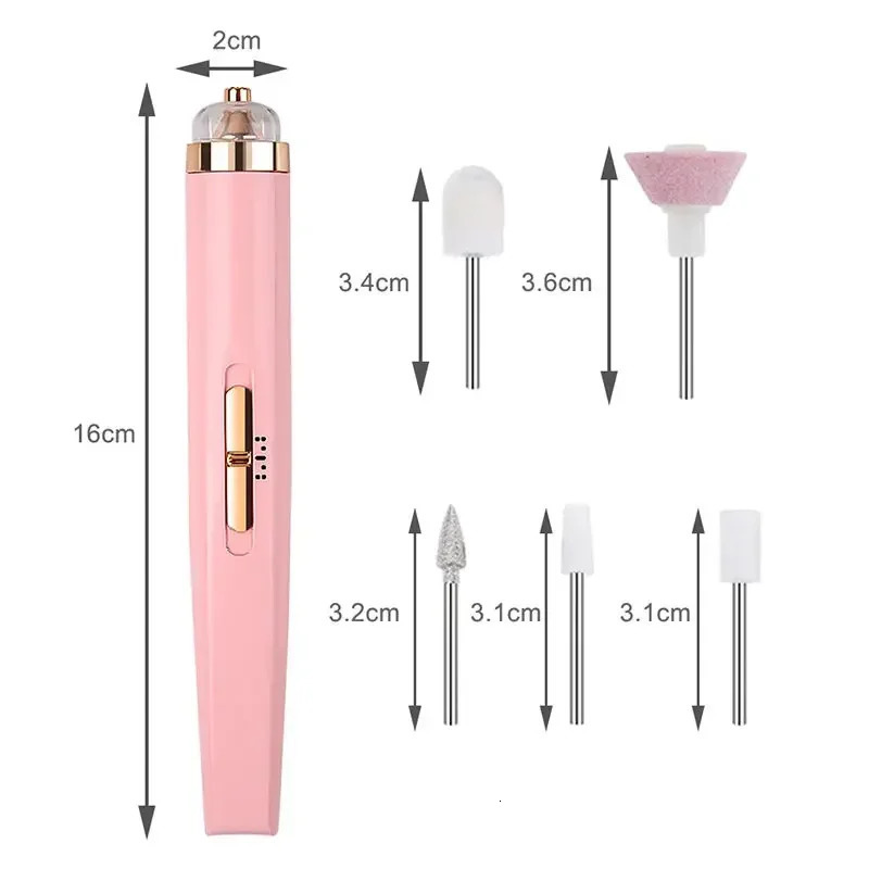 Mini USB Electric Nail Grinder Drill 5-in-1 Nail Polishing Machine Nail Archive Portable Mini Electric Nail Art with Light 241007