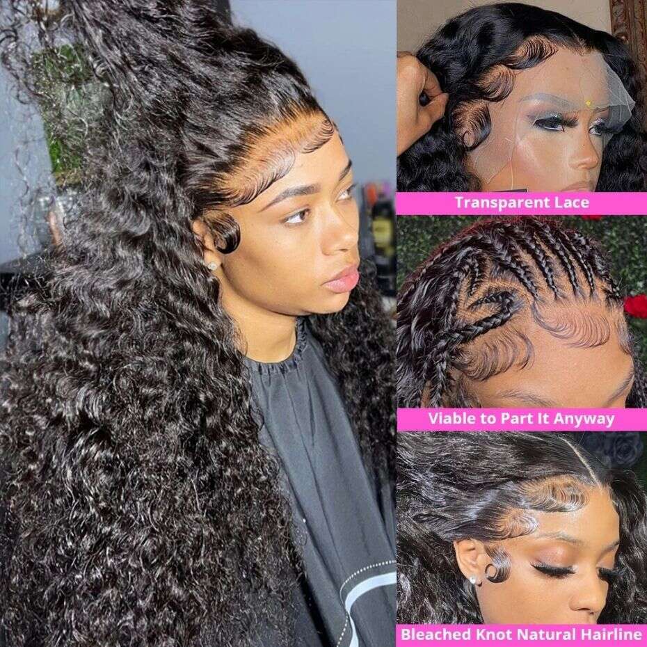 Deep Wave For Women Pre Plucked Brazilian 13x4 Lace Front Human Hair Wigs Natural Color