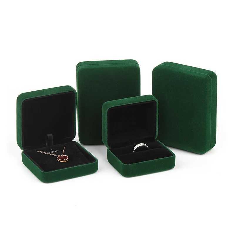 Exquisite iron flannel pearl treasure box ring box bracelet and necklace box gift packaging pendant box solid gray/green/coffee W241019