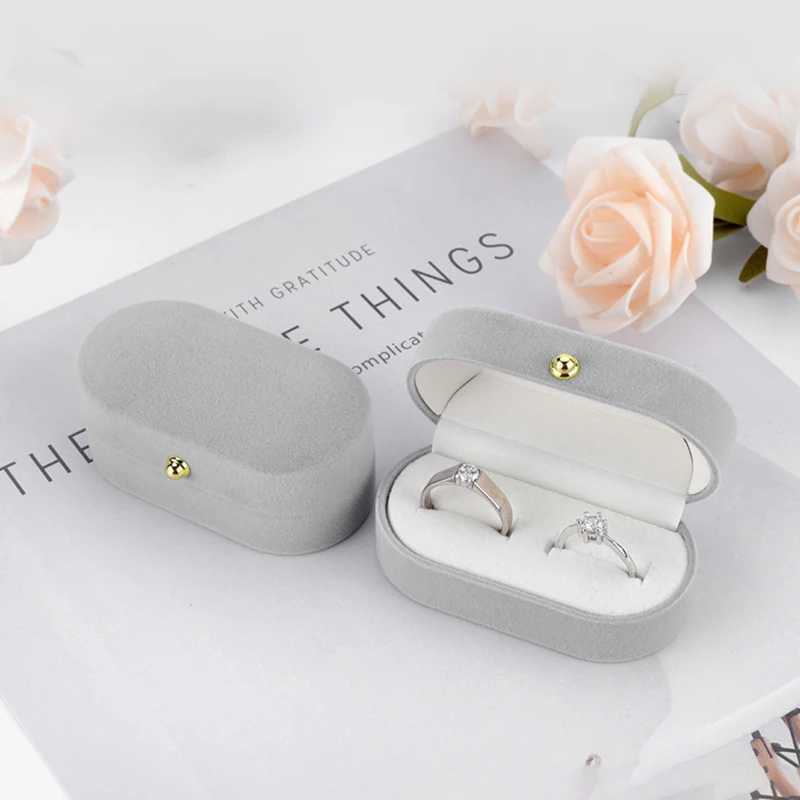 Couple Wedding Ring Box Double Slot Ring Storage Box Holiday Gift Packaging Display Velvet Bead Box W241019