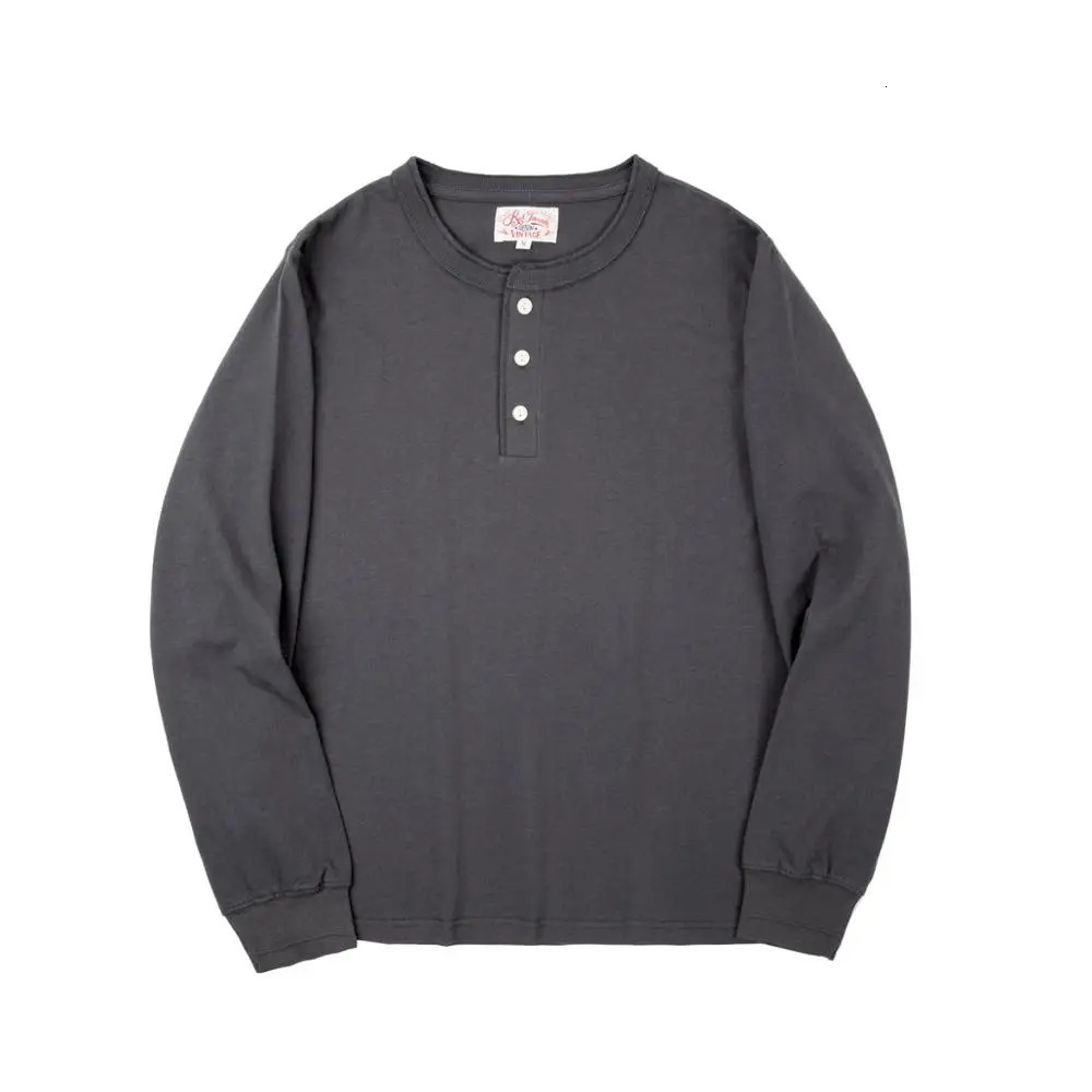 Red tornado classic long sleeved Henry shirt layered cotton mens T-shirt 241018