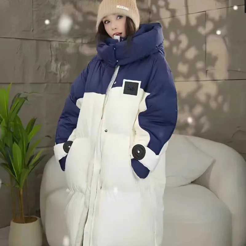 Winter Jackets Women Clothing Patchwork Cotton Coat Hooded Warm Windproof Windbreaker Puffer Jacket Design Chic Parka OuterwearX241019