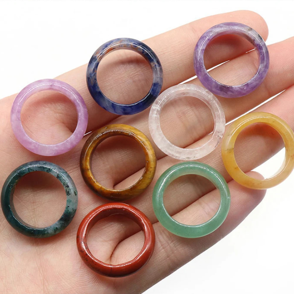 Crystal Agate Ring Natural Gemstone Carnelian Stacking Rings Reiki Energy Good Luck Charms Jewelry Gift for Women and Men 241010