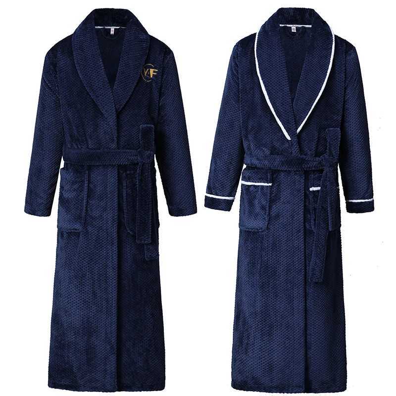 Winter Autumn Thicken Lapel Kimono Shower Robe Mens Warm Flannel Bathrobe Sleepwear with Pocket Loungewear Plus Size 3Xl 4XlXJ241018