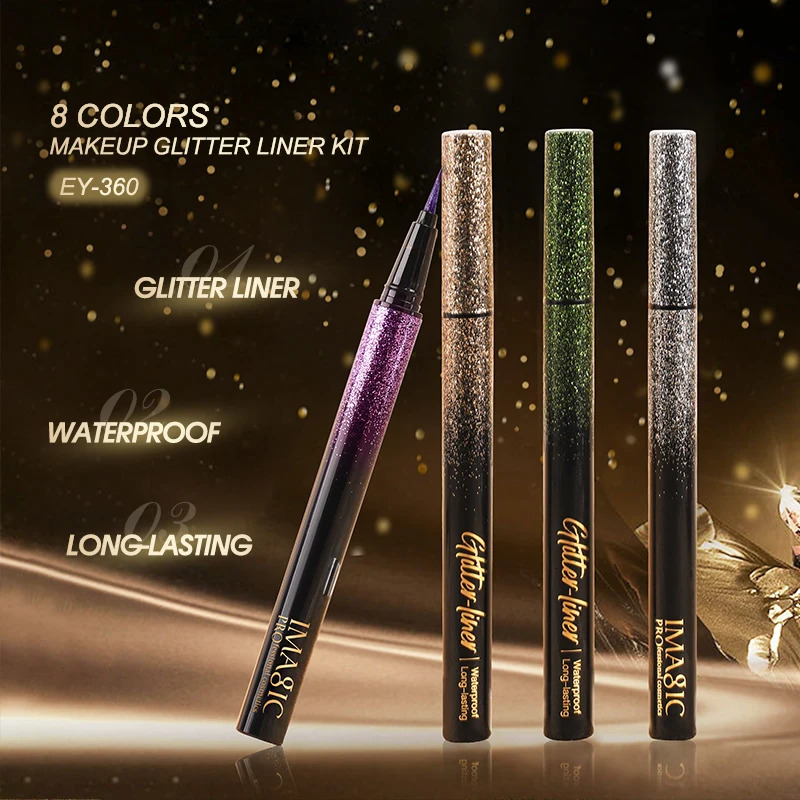 IMAGIC 8 color glitter eyeliner set durable eye makeup waterproof eyeliner high pigment EY-360 241018