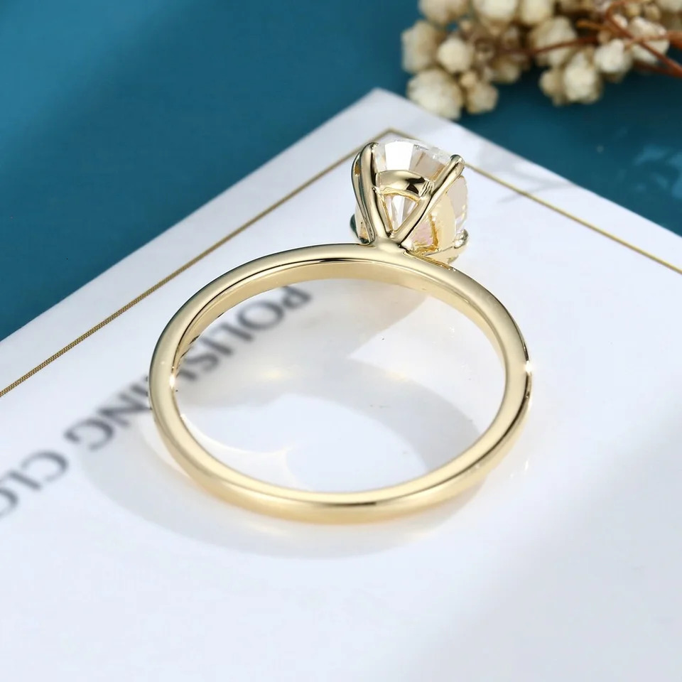 Unique oval cut 925 sterling silver 1-3ct engagement card ring for women 14K gold-plated certificate 241007