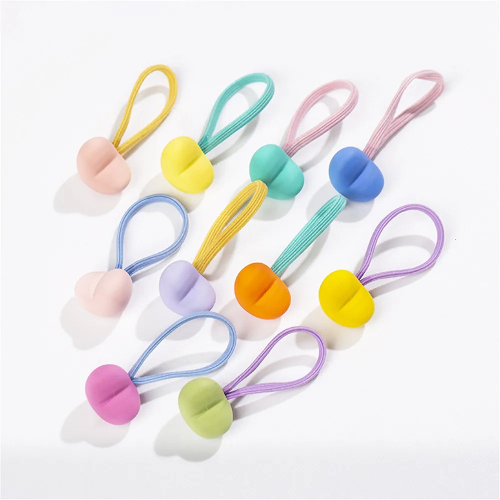 10 pieces/set candy color childrens headband cute heart-shaped frosted bead pendant headband tie geometric elastic ribbon 241018