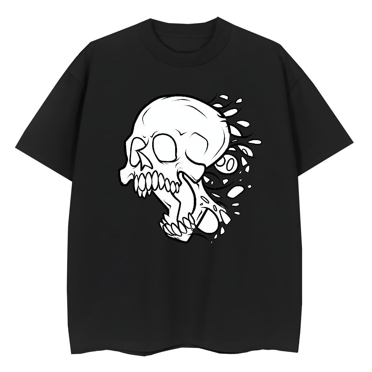 Fashion T shirt 100% Cotton 230g Breathable Daily Wear skull Couples T Shirts High quality DIY Anime Tops Shirt