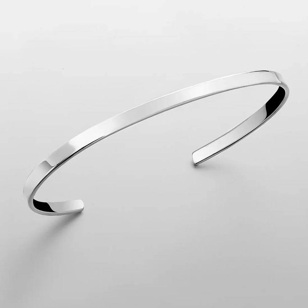 10 Classic Mens C-shaped Open Bracelet Stainless Steel Plated Blank Accessories Wholesale 241007