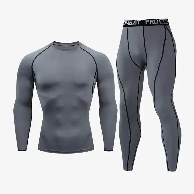 Sportswear New Mens Compression Running Set Quick Drying Training Gym Fitness Rashguard Tracksuit Mens 2-piece Sportswear W241018