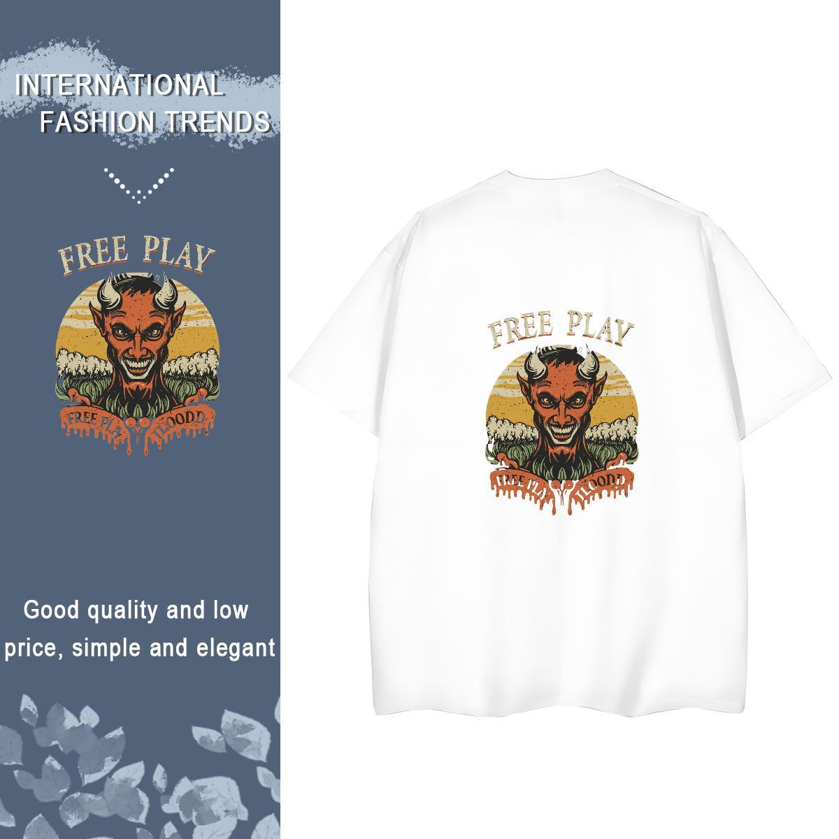2024 DIY T Shirt For Woman 230g Cotton Comfortable Street skull Couples T Shirts Nice Anime Tees