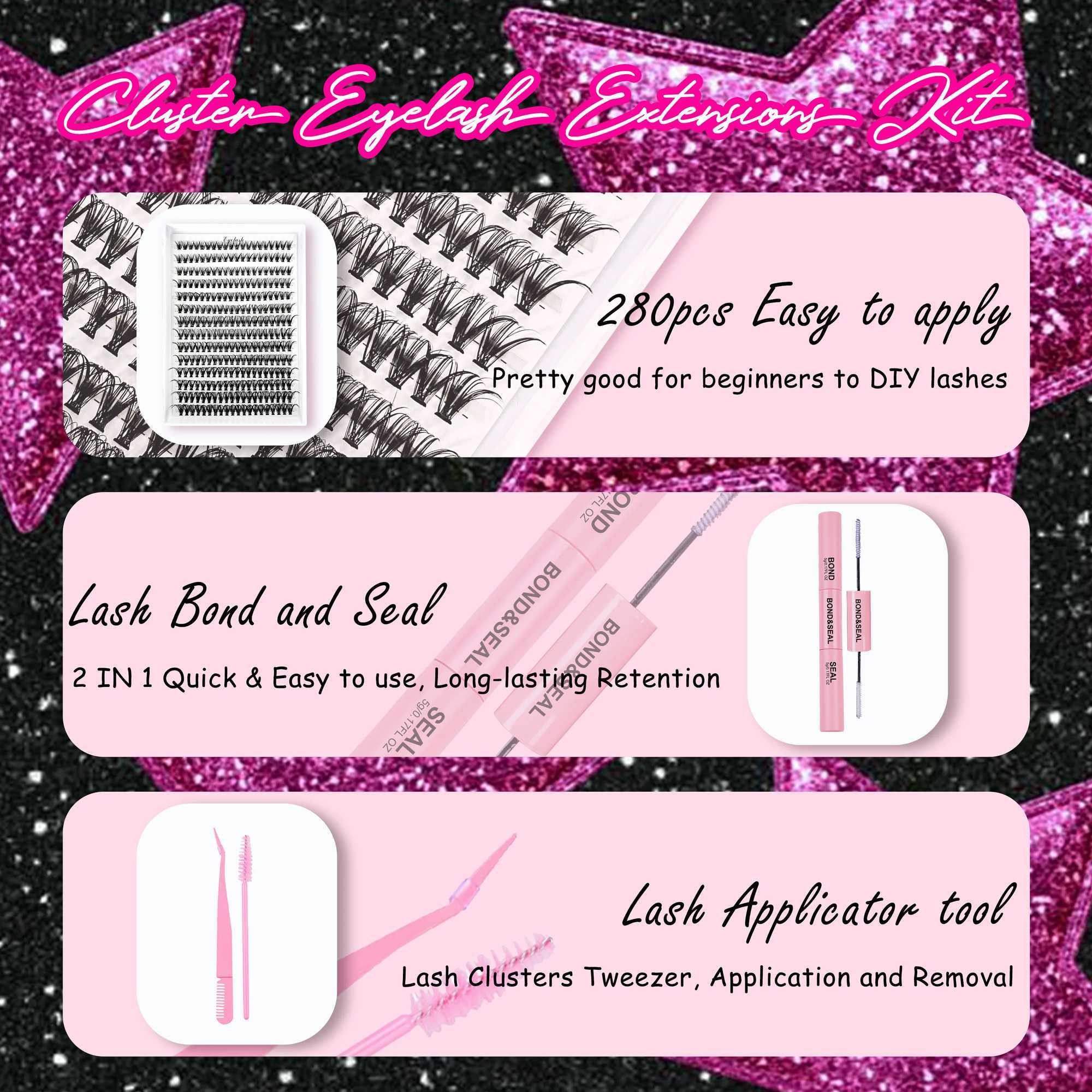 Lash Extension Kit Volume Lash Clusters 30D D Curl Individual Lashes Lash Clusters Kit Thick Eyelash Extension Kit 280PCSXJ241019