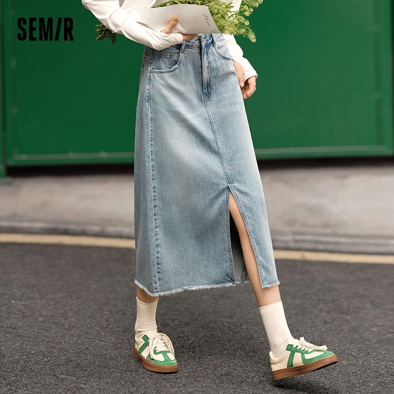 Semir Denim Skirt Summer 2024 New Arrival With High Slit And Straight-Cut Design Skirts For Women
